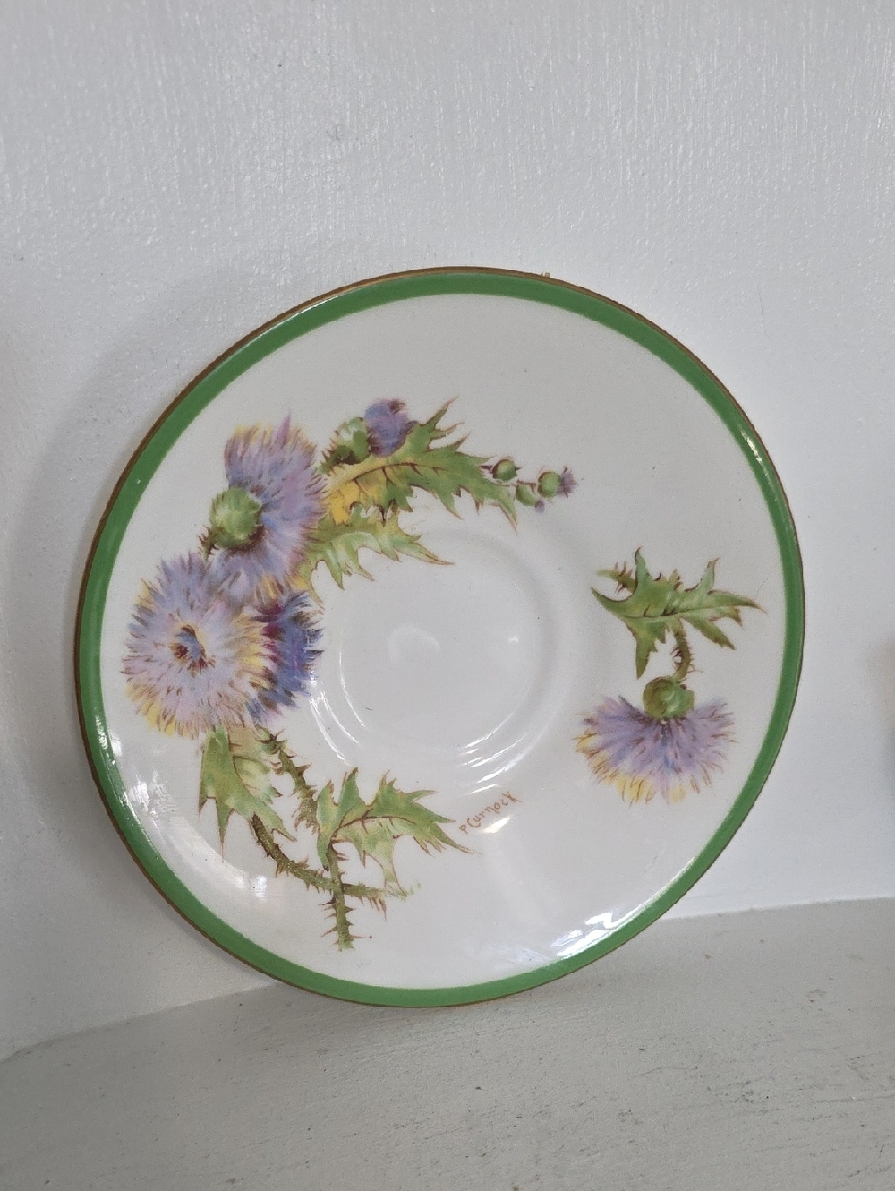 vintage Royal Doulton bone china teacup saucer set featuring the "Glamis Thistle - Picture 2 of 7